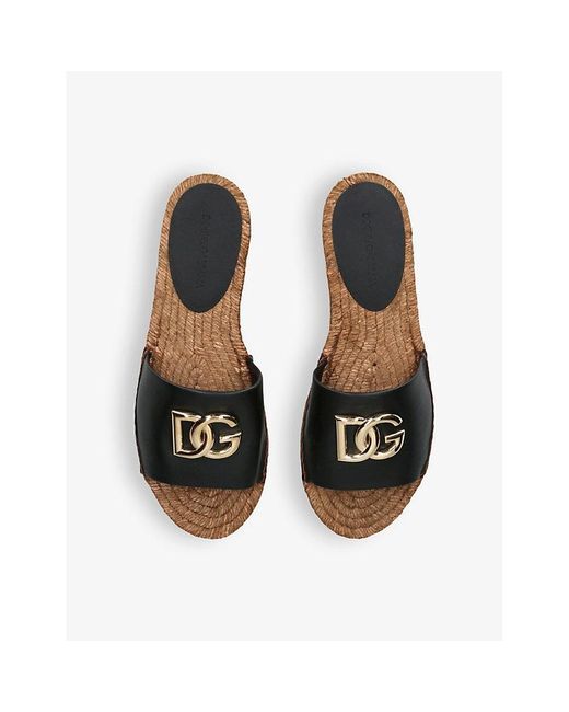 Dolce & Gabbana Brown Formale Leather Espadrille Sandals