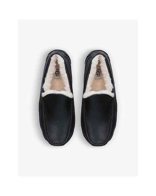 Ugg Blue Ascot Shearling-Lined Leather Slippers for men