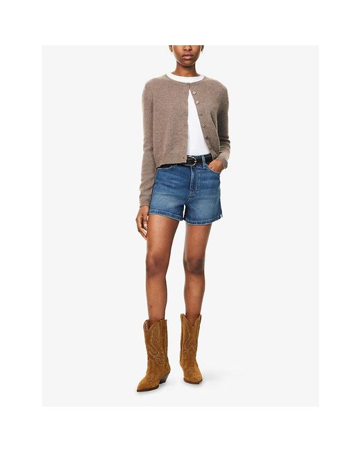 PAIGE Blue Dani High-Rise A-Line Denim Shorts