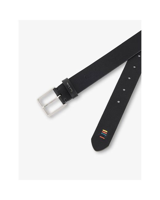Paul Smith Gray Branded-Stitch Leather Belt for men