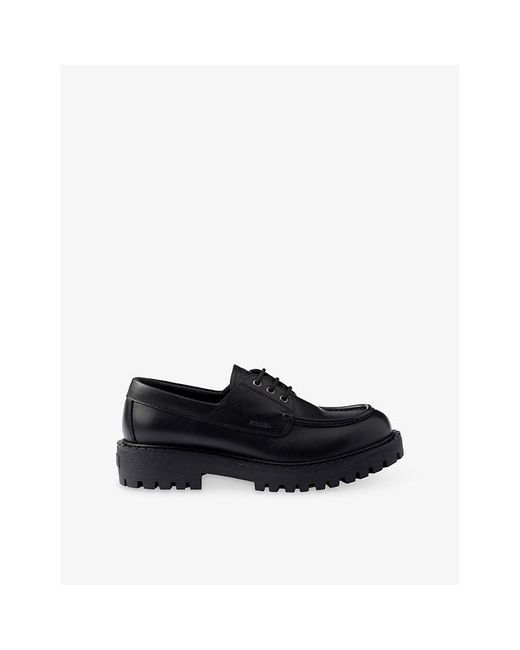 Prada Black Laced Leather Loafers for men