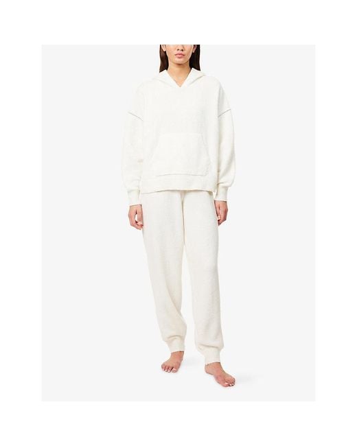 Calvin Klein White Oversized Contrast-Seam Plush-Terry Hoody