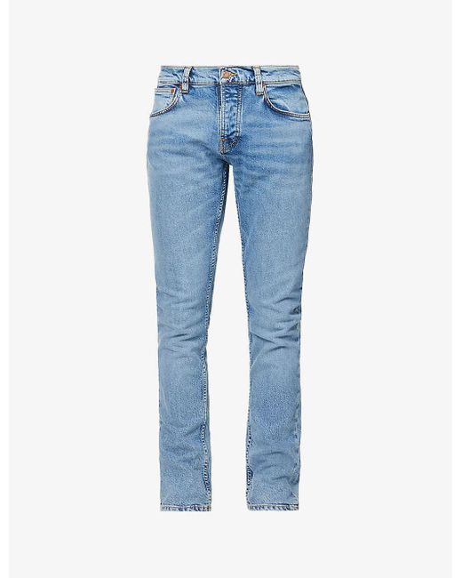 Nudie Jeans Grim Tim Slim-fit Straight-leg Stretch-denim Jeans in Blue for  Men | Lyst