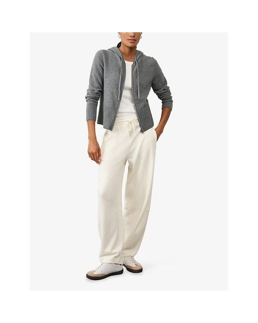 The White Company Gray Relaxed-Fit Zip-Through Cotton-Blend Hoody