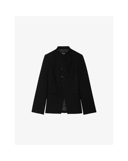 Zadig & Voltaire Black Verysa Rhinestone-Embellished Stretch-Woven Blazer