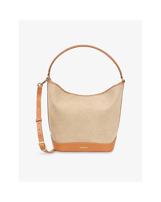 Sandro White Tangoso Canvas Bucket Bag
