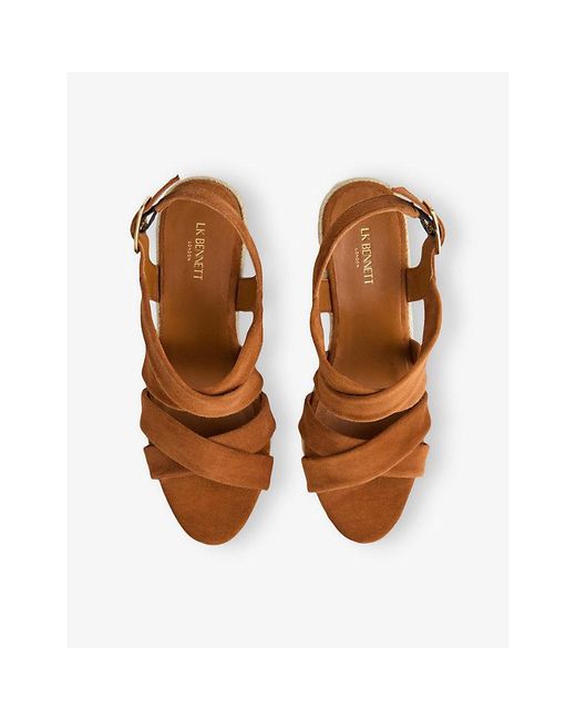 L.K.Bennett Brown Mariana Multi-Strap Suede Wedges