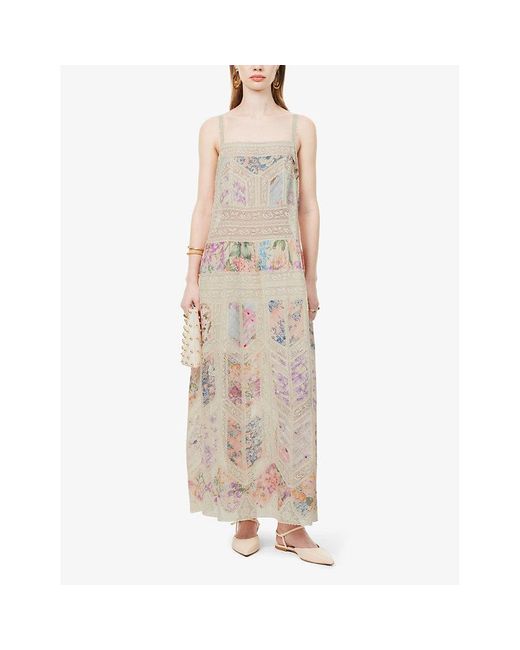 Zimmermann Metallic Halliday Floral-print Cotton Maxi Dress