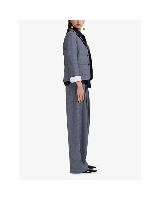 Marni Blue Branded-Patch Cropped Cashmere Polo Shirt