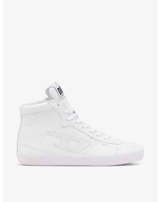 DIESEL White S-leroji Mid Leather High-top Trainers for men