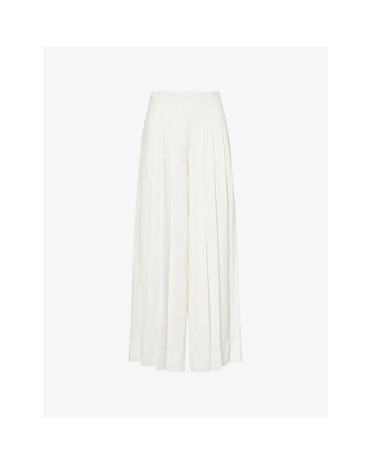 ME+EM White Satin Back Crepe Wide-Leg Woven Trousers