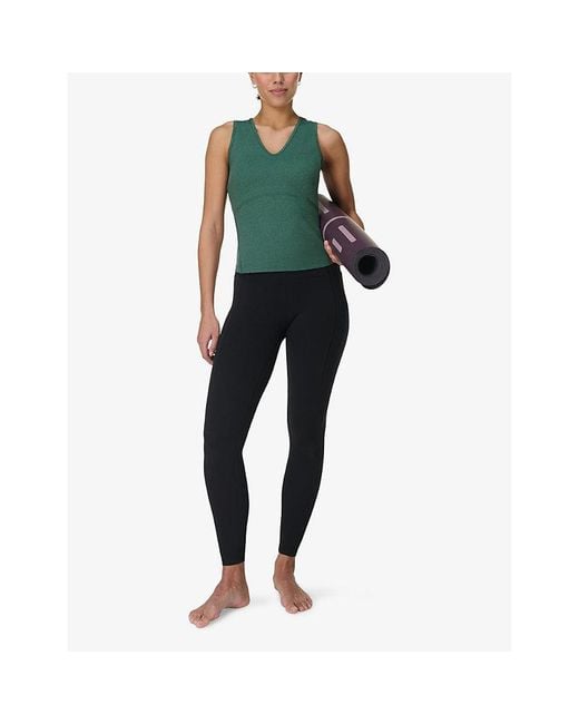 Sweaty Betty Green Gaia V-Neck Stretch-Woven Vest Top