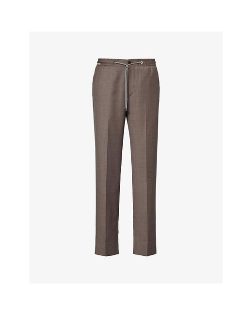 Corneliani Brown Drawstring-waistband Slip-pocket Regular-fit Straight-leg Wool Trousers for men