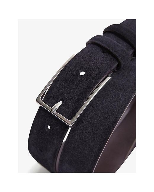 Reiss Blue Dante Adjustable-Buckle Suede-Leather Belt for men
