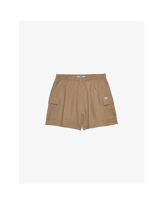 Prada Natural Flap-Pocket Elasticated-Waist Wool Shorts