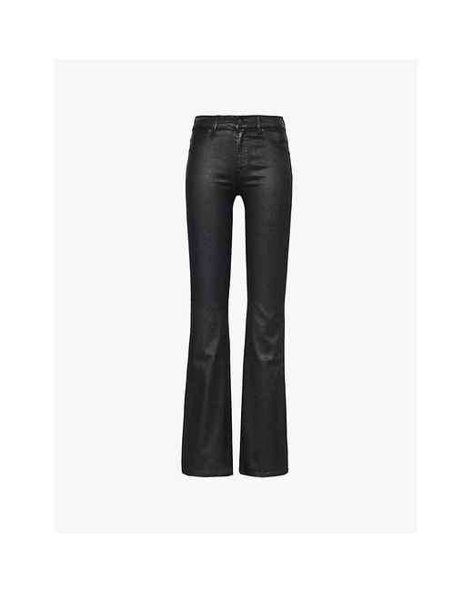 7 For All Mankind Black Bootcut Mid-Rise Coated Stretch-Denim Jeans