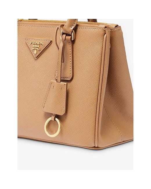 Prada Small Galleria Top Handle Bag In Saffiano Leather in Natural