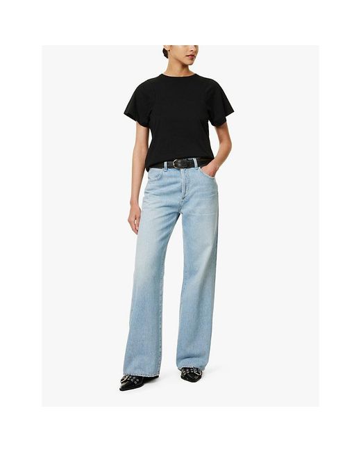 Citizens of Humanity Blue Annina Faded-Wash Wide-Leg Mid-Rise Denim Jeans