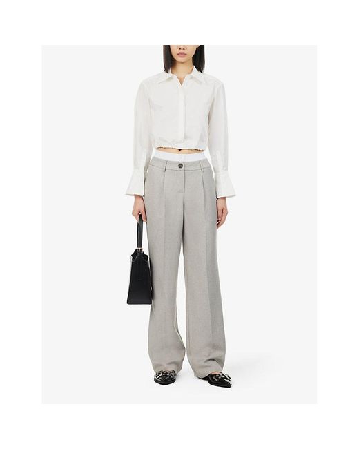 4th & Reckless Gray Taylor Straight-leg High-rise Stretch-woven Trousers