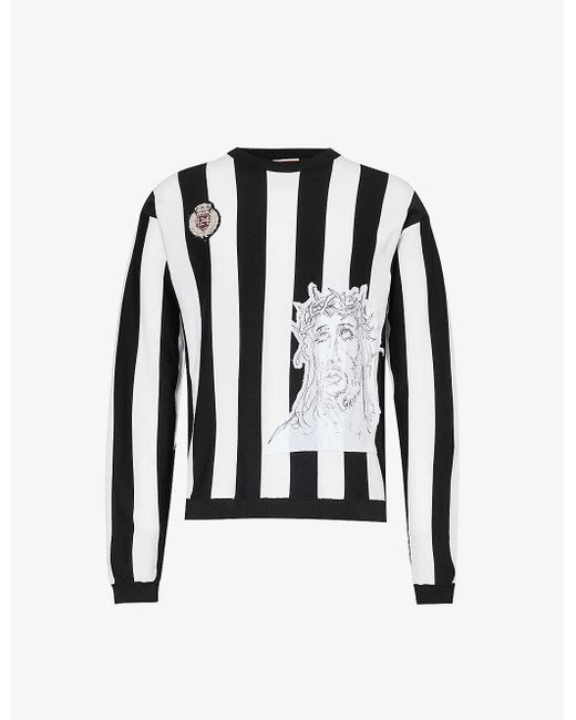 424 Black Soccer Brand-motif Knitted Sweatshirt for men