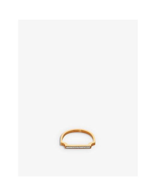 Monica Vinader White Signature Thin 18Ct-Plated Vermeil Sterling And 0.036Ct Diamond Ring
