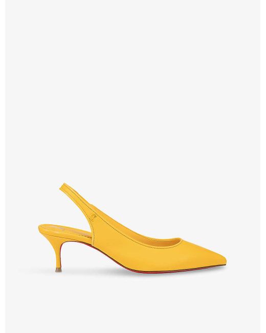 Christian Louboutin Yellow Sporty Kate Sling 55 Leather Heeled Courts