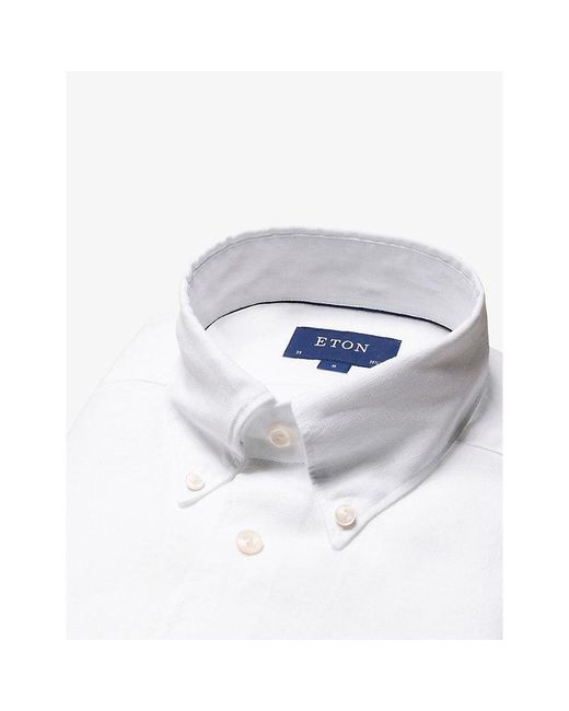 Eton of Sweden Blue Buttoned-collar Slim-fit Linen Shirt for men