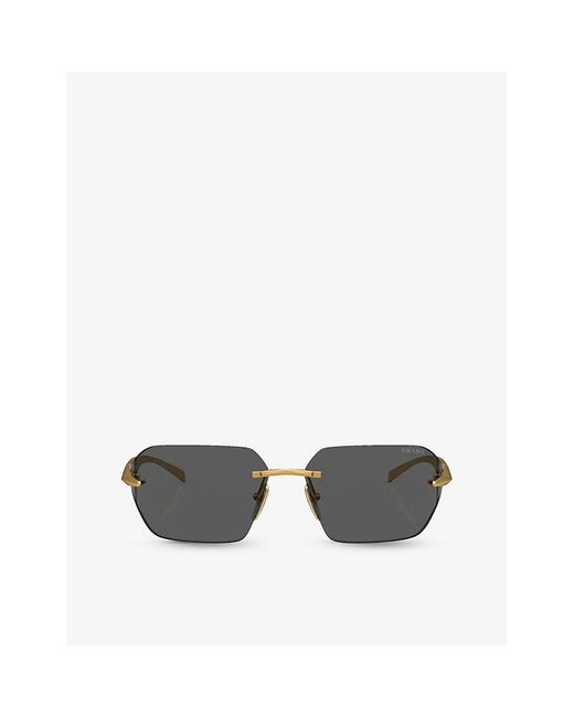 Prada Gray Pr A56s Irregular-frame Metal Sunglasses
