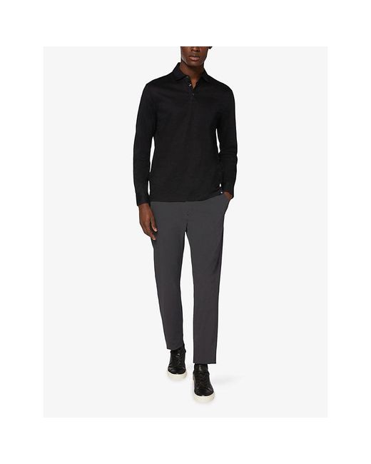 Boggi Black Long-Sleeve Supima-Cotton Polo Shirt for men
