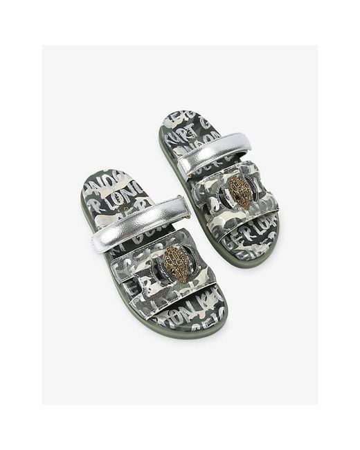 Kurt Geiger Green Eagle Cut-Out Woven Sandals