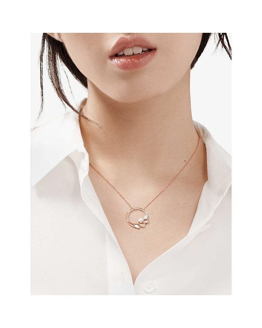 Tiffany & Co White Vine Circle Large 18Ct Rose- And 0.70Ct Brilliant- And Marquise-Cut Diamond Pendant Necklace
