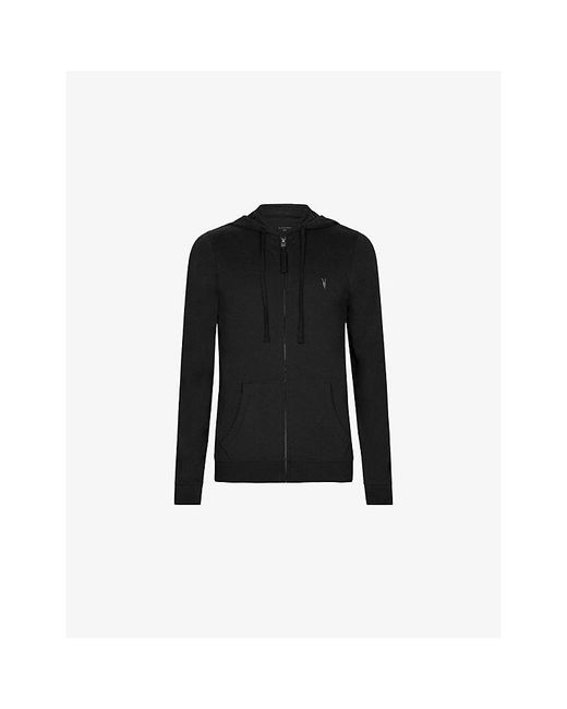 AllSaints Black Brace Zipped Cotton-Jersey Hoody for men