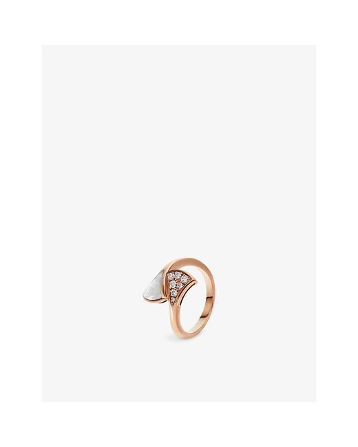 BVLGARI White Divas Dream Small 18Ct Rose- Mother-Of-Pearl And Diamond Ring