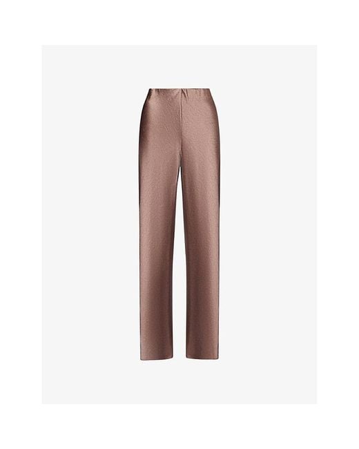 Vince Brown High-Rise Wide-Leg Woven Trousers