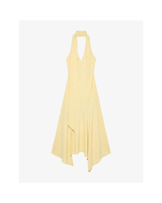 OMNES Yellow Divina Scarf Stretch-Modal Jersey Midi Dress