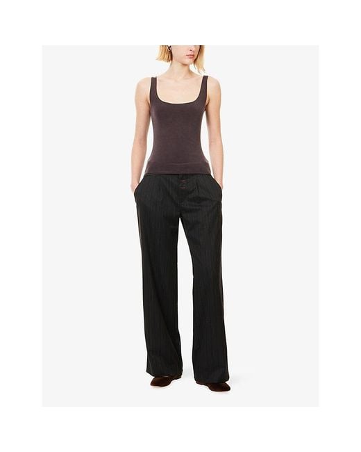 Peachy Den Purple Kylie Scoop-Neck Stretch-Jersey Top