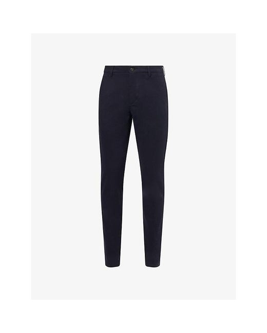 Eleventy Blue Flat-Front Tapered-Leg Cotton Blend Chino Trousers for men