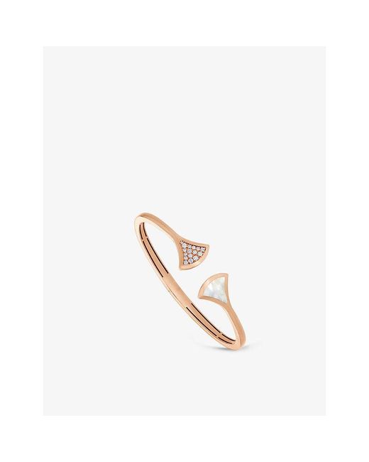 BVLGARI White Diva's Dream 18Ct Rose- Mother-Of-Pearl And 0.16Ct Brilliant-Cut Diamond Bracelet