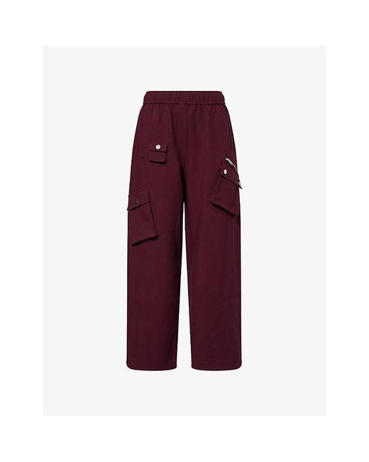 Ganni Purple Elasticated Multi-Pocket Nylon Trousers