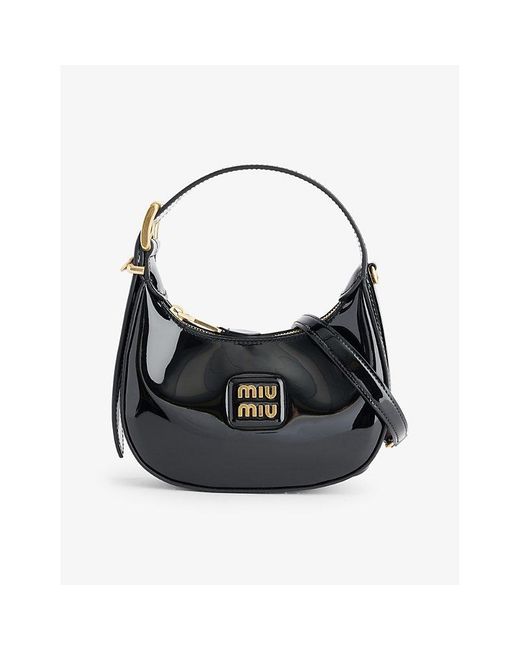 Miu Miu Black Vernice Matelassé Patent-leather Top-handle Bag