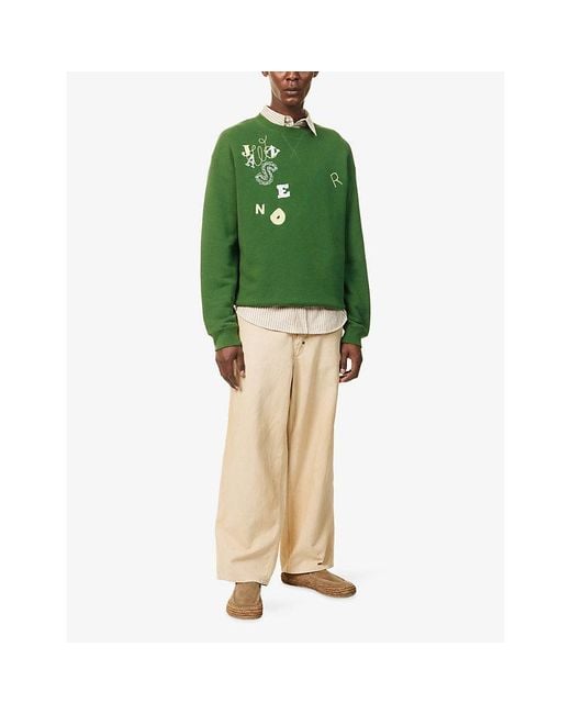 J.W. Anderson Green Scattered Letters Crew-Neck Cotton Sweater for men