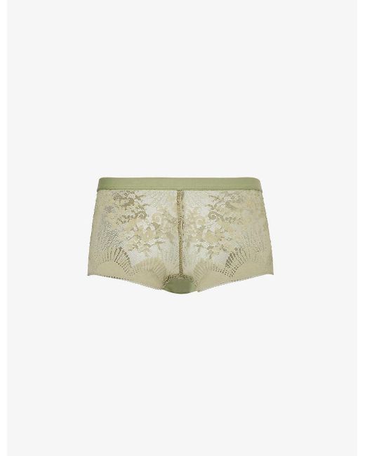 Wacoal Green Sensual Floral-embroidered Stretch-lace Briefs