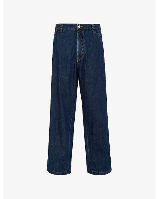 Prada Blue Washed Wide-leg Regular-fit Jeans for men