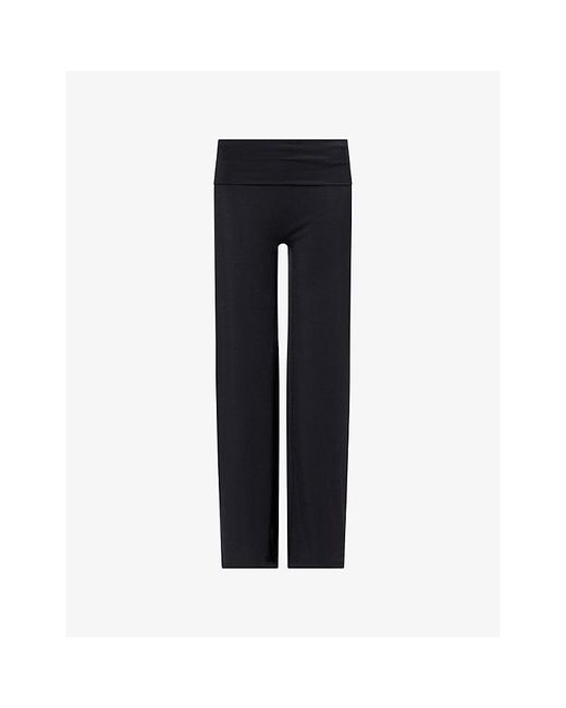WE Are Tala Blue Softset Fold-Waist Wide-Leg Stretch Trousers