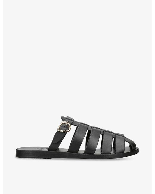 Ancient Greek Sandals Black Cosmia Leather Sandals