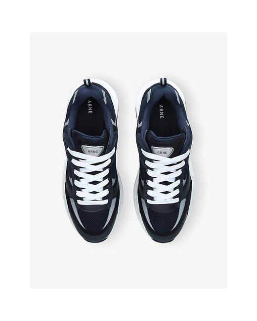 Arne Blue Flow Runner Leather, Suede And Mesh Trainers for men