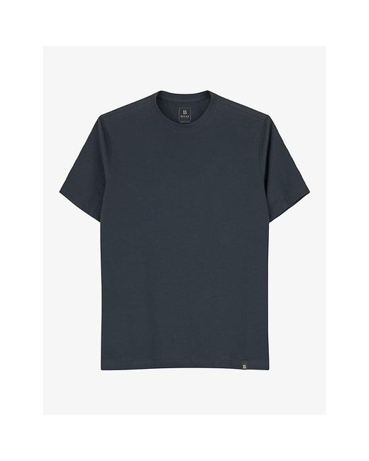 Boggi Blue Short-Sleeved Branded-Tab Stretch-Cotton T-Shirt for men
