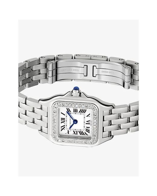 Cartier White Panthère De Small And 0.23Ct Brilliant-Cut Diamond Quartz Watch