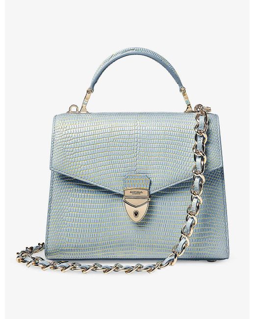 Aspinal Blue Mayfair Leather Shoulder Bag