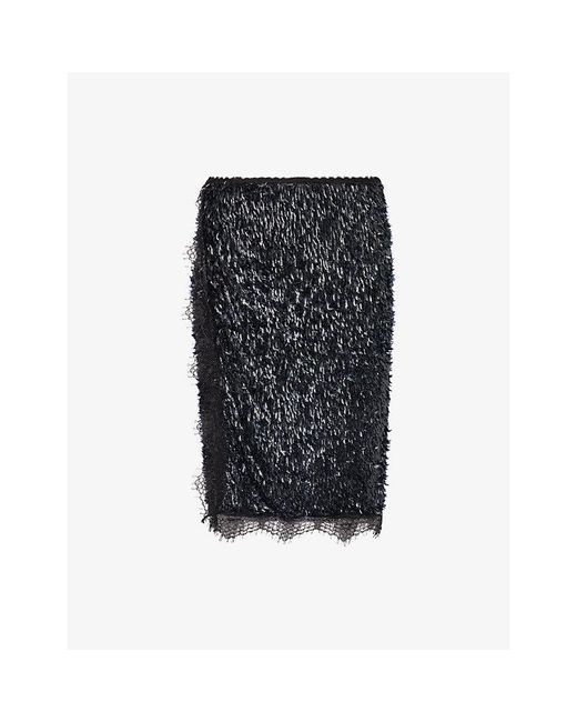 Siedres Black Bianca Sequin-Embellished Knee-Length Skirt